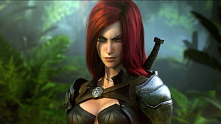 female fictional character wearing black armor wallpaper, League of Legends, video games, katarina (league of legends)