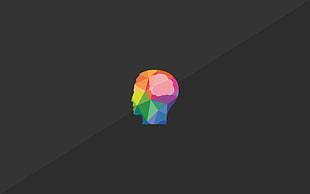 multicolored human head logo, brain, minimalism