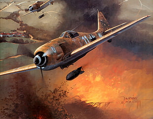 gray and brown jet fighter wallpaper, World War II, fw 190, Focke-Wulf, Luftwaffe