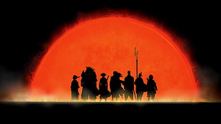 silhouette of characters digital wallpaper, Samurai Seven, silhouette, anime, illustration HD wallpaper