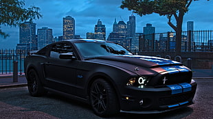 red and blue Ford Mustang Shelby GT 500