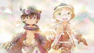 two boy anime characters, Made in Abyss, Regu (Made in Abyss), Riko (Made in Abyss)