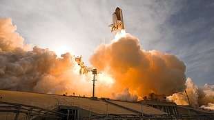 space shuttle, NASA, spaceship, smoke, space shuttle
