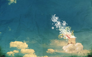white clouds illustration HD wallpaper