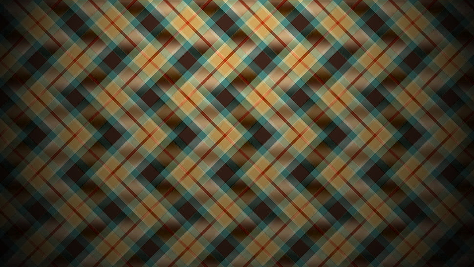 beige, red, and teal plaid background HD wallpaper