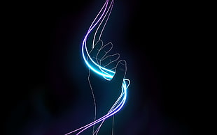hand holding light wallpaper, hands, glowing, neon, digital art