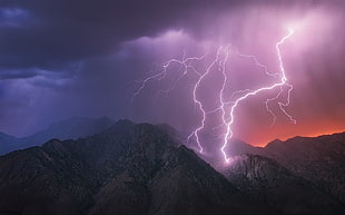 lightning storm wallpaper, nature, landscape, mountains, lightning