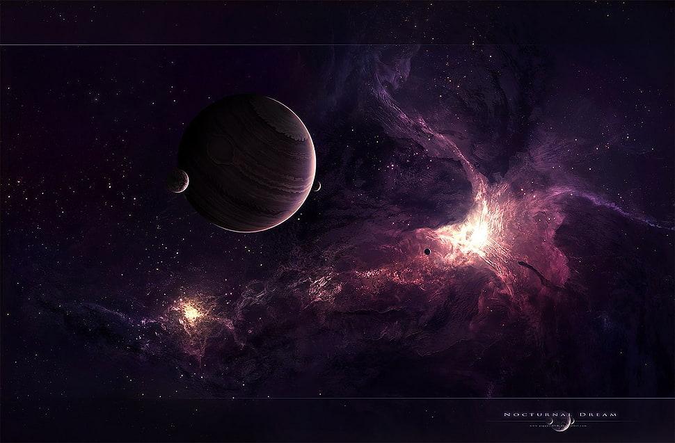 galaxy graphic wallpaper, space, planet, Moon, nebula HD wallpaper