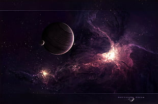 galaxy graphic wallpaper, space, planet, Moon, nebula