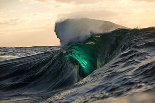 wave barrel, sea, nature, waves HD wallpaper