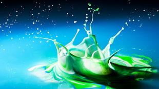 green paint on body of water