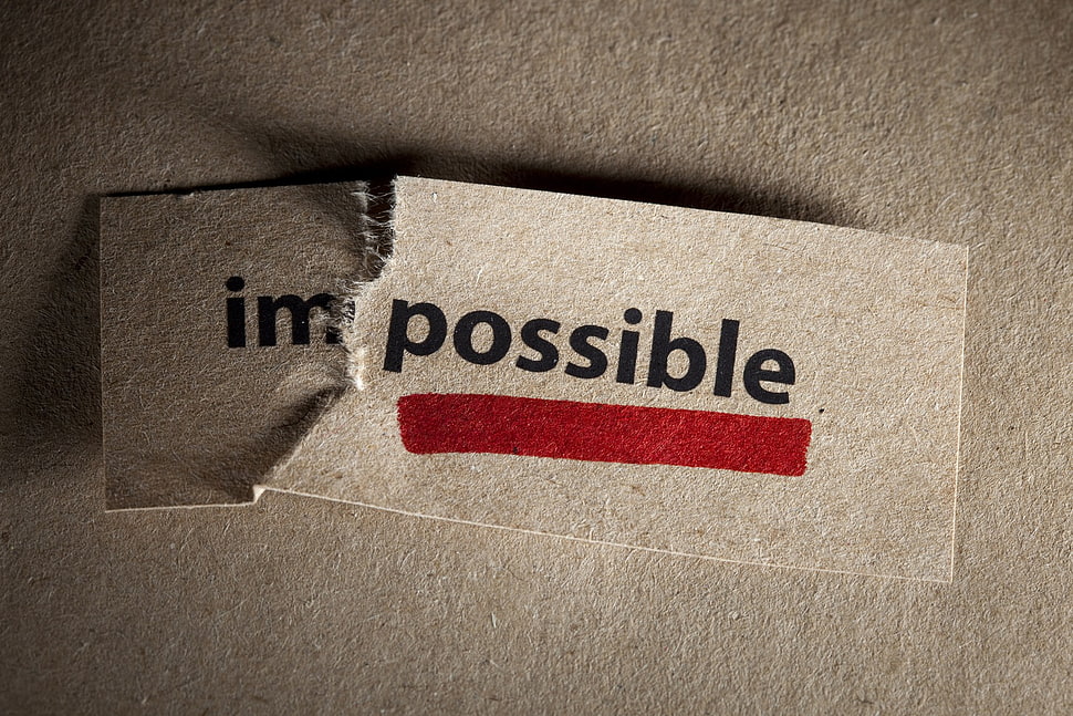 brown paper with impossible text, motivational, paper, typography HD wallpaper