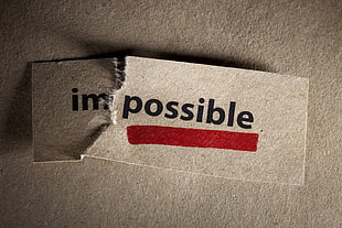 brown paper with impossible text, motivational, paper, typography