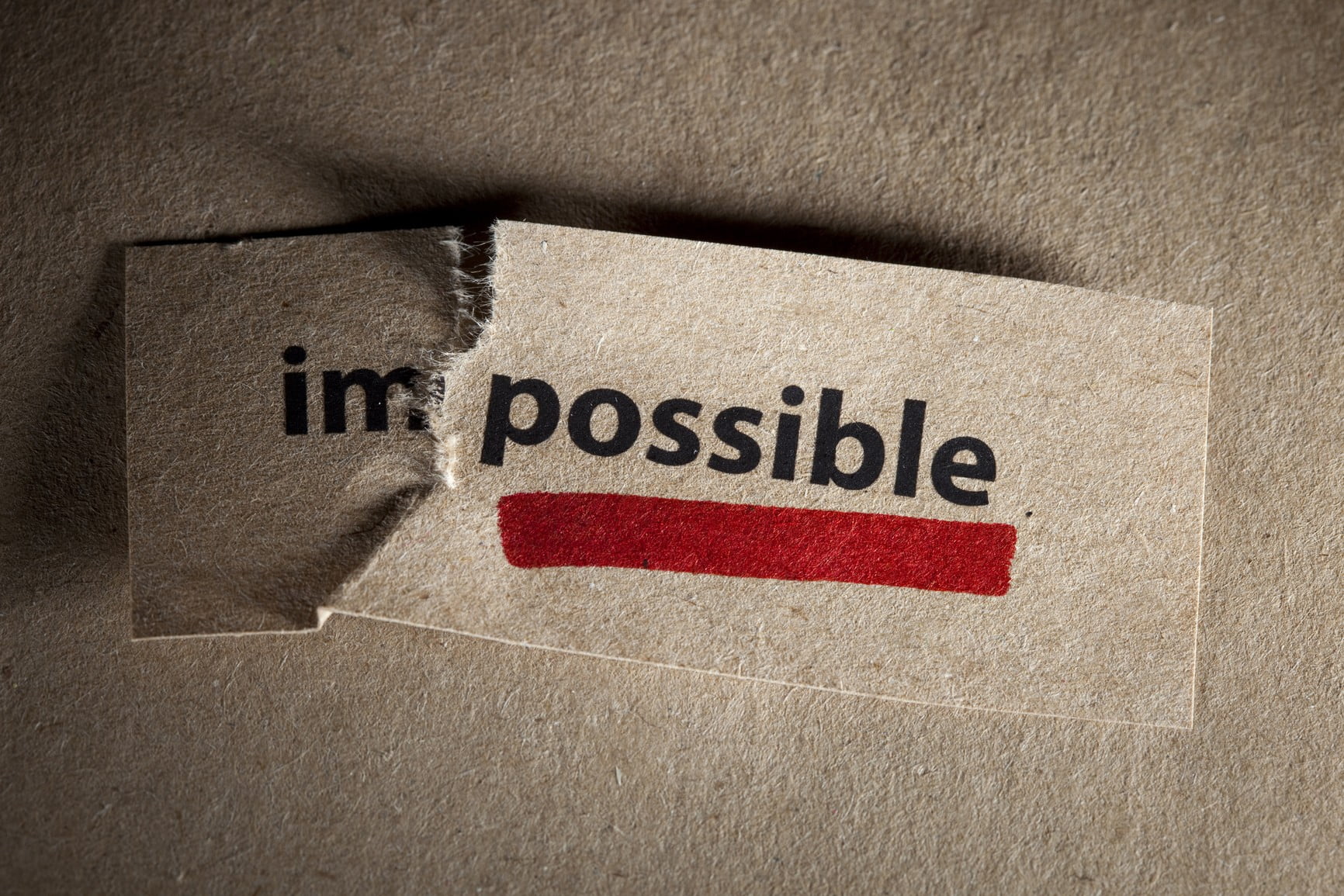brown paper with impossible text, motivational, paper, typography