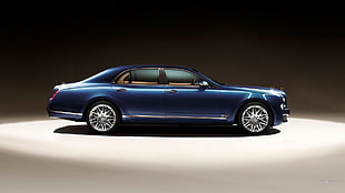 blue sedan, Bentley Mulsanne, Bentley, blue cars, vehicle