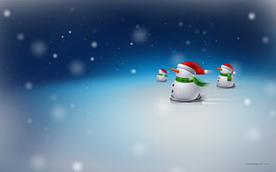 three snowman illustration HD wallpaper