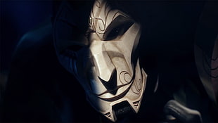 man wearing white and grey mask