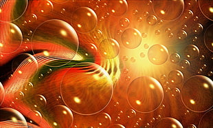 Abstract,  Bubbles,  Lines,  Orange HD wallpaper