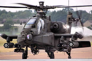 gray helicopter, AH-64 Apache, Fire Birds, military aircraft, helicopters