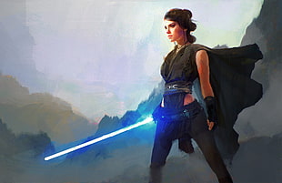 Star Wars Rey digital wallpaper