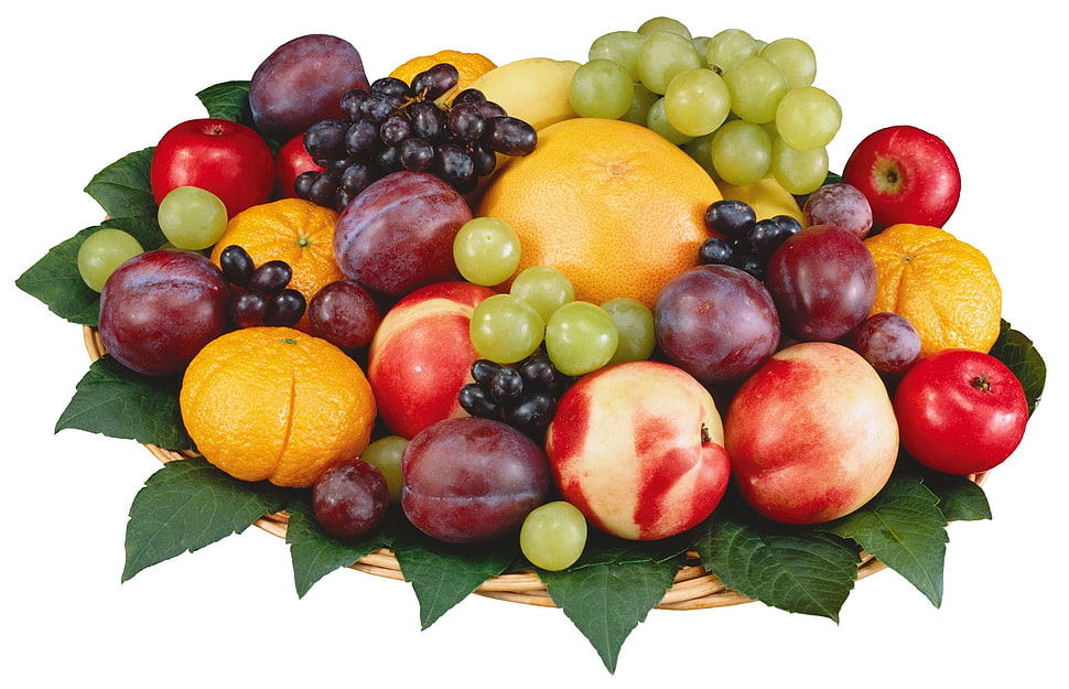 assorted fruits on brown wicket basket HD wallpaper