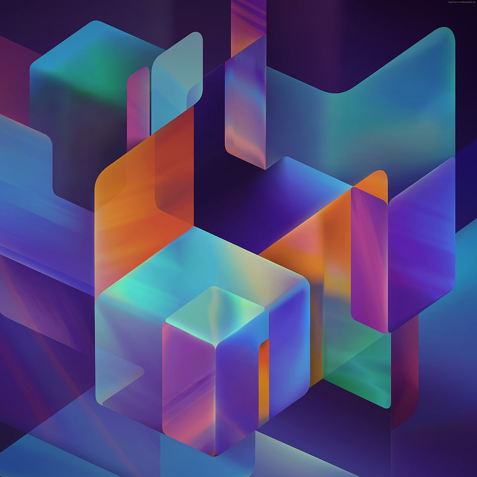 blue and purple digital art HD wallpaper