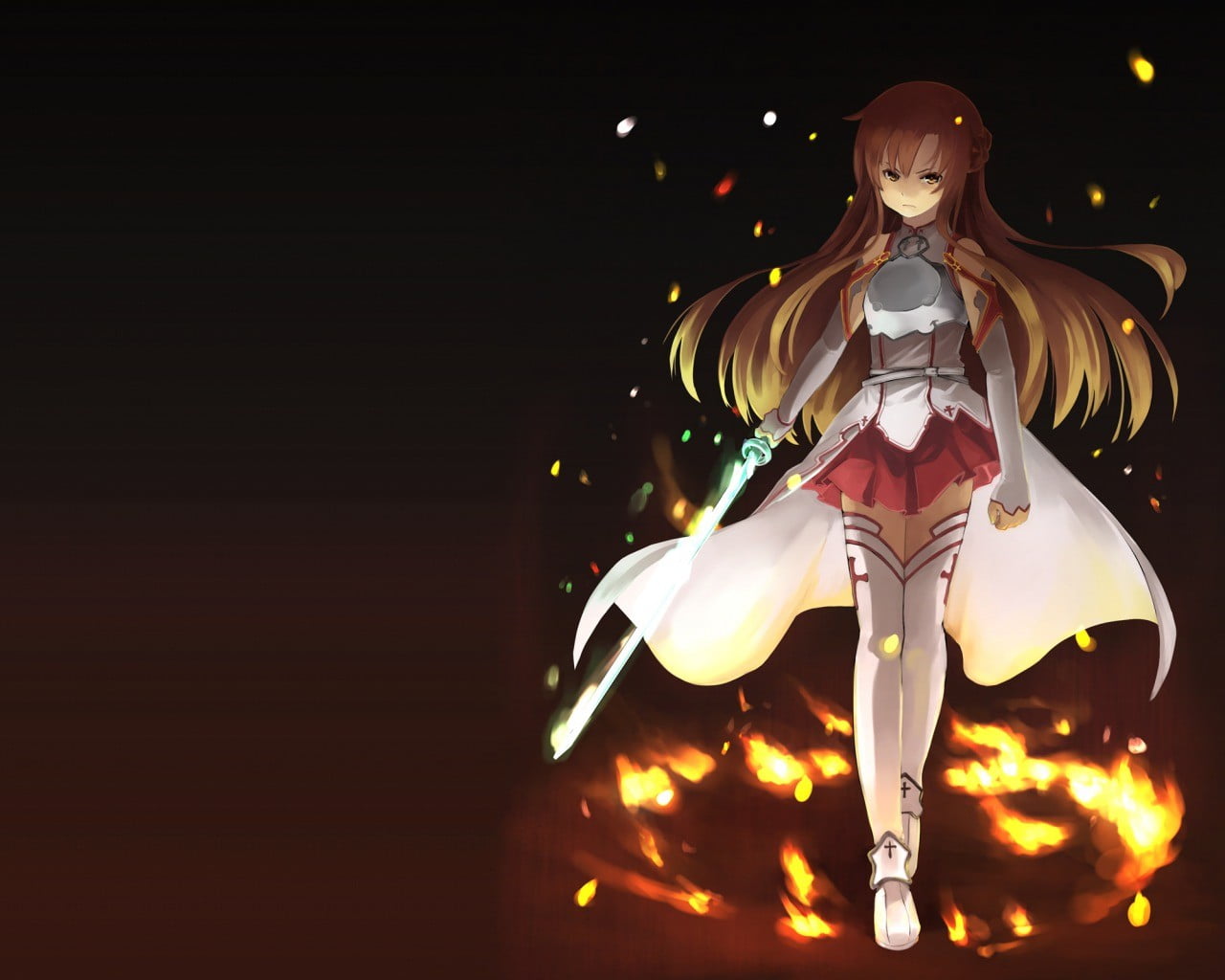 Female anime character in white dress holding sword wallpaper, Yuuki ...