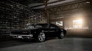 vintage black muscle car, Fast and Furious, Dodge Charger, car, muscle cars