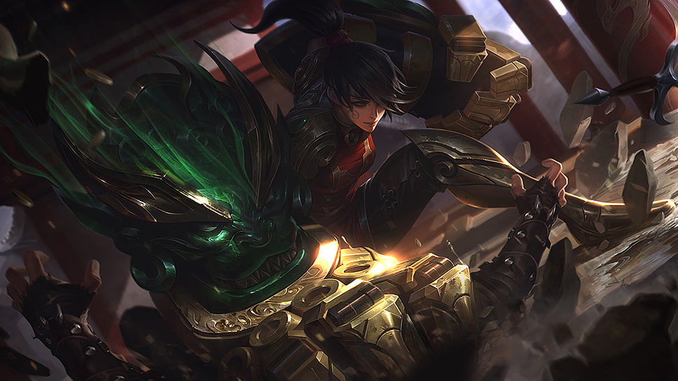 black haired anime character and green robot-like digital wallpaper, Summoner's Rift, Vi (League of Legends) HD wallpaper