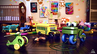 toddler's assorted plastic toys, toys, interior HD wallpaper