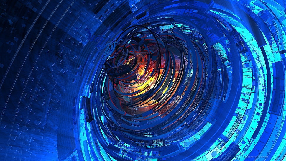 round blue and grey light diagram HD wallpaper