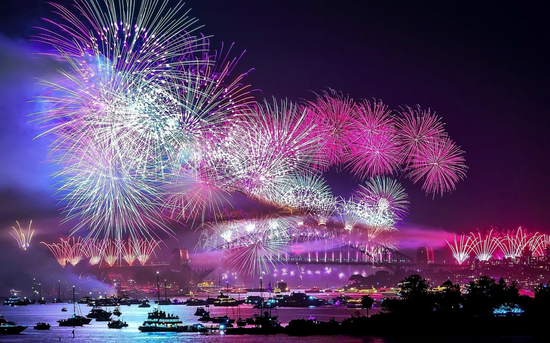 fireworks display at nighttime, fireworks, night, cityscape, boat
