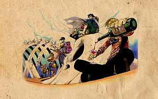 One Piece painting, One Piece, anime, Sanji, Monkey D. Luffy
