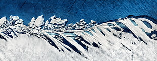 white and blue floral textile, glaciers, Arctic, iceberg, snow