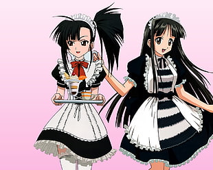 black hair maid illustration