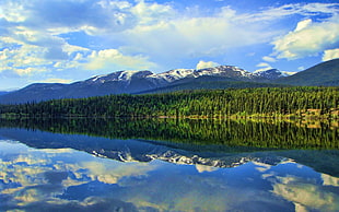 trees near body of water wallpaper, nature, lake, reflection, mountains