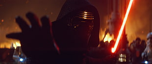 Star Wars character wearing black coat and mask