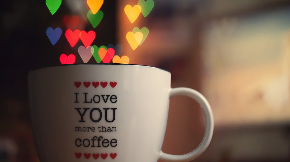 white and black ceramic mug, coffee, text HD wallpaper
