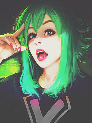 green-haired female anime character wallpaper, Pokemon Zaphire, cosplay, artwork, fan art