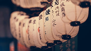 paper lantern lot, lantern, Chinese characters HD wallpaper