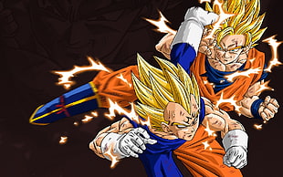Goku and Vegeta illustration, Dragon Ball, Dragon Ball Z, Vegeta, Son Goku