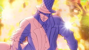 man wearing top hat illustration, anime, JoJo's Bizarre Adventure: Stardust Crusaders, Zeppeli HD wallpaper
