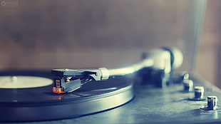 vinyl player read and write head in focus photography HD wallpaper