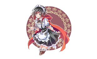 female anime wearing maid dress