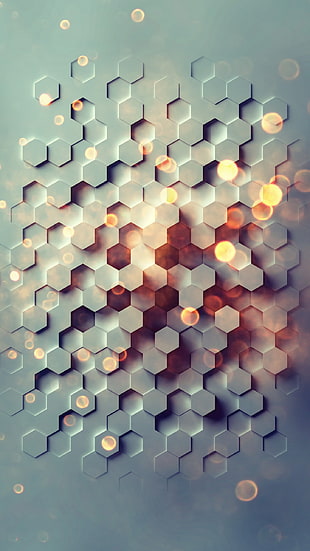 gray and black honeycomb wallpaper, portrait display, hexagon, geometry