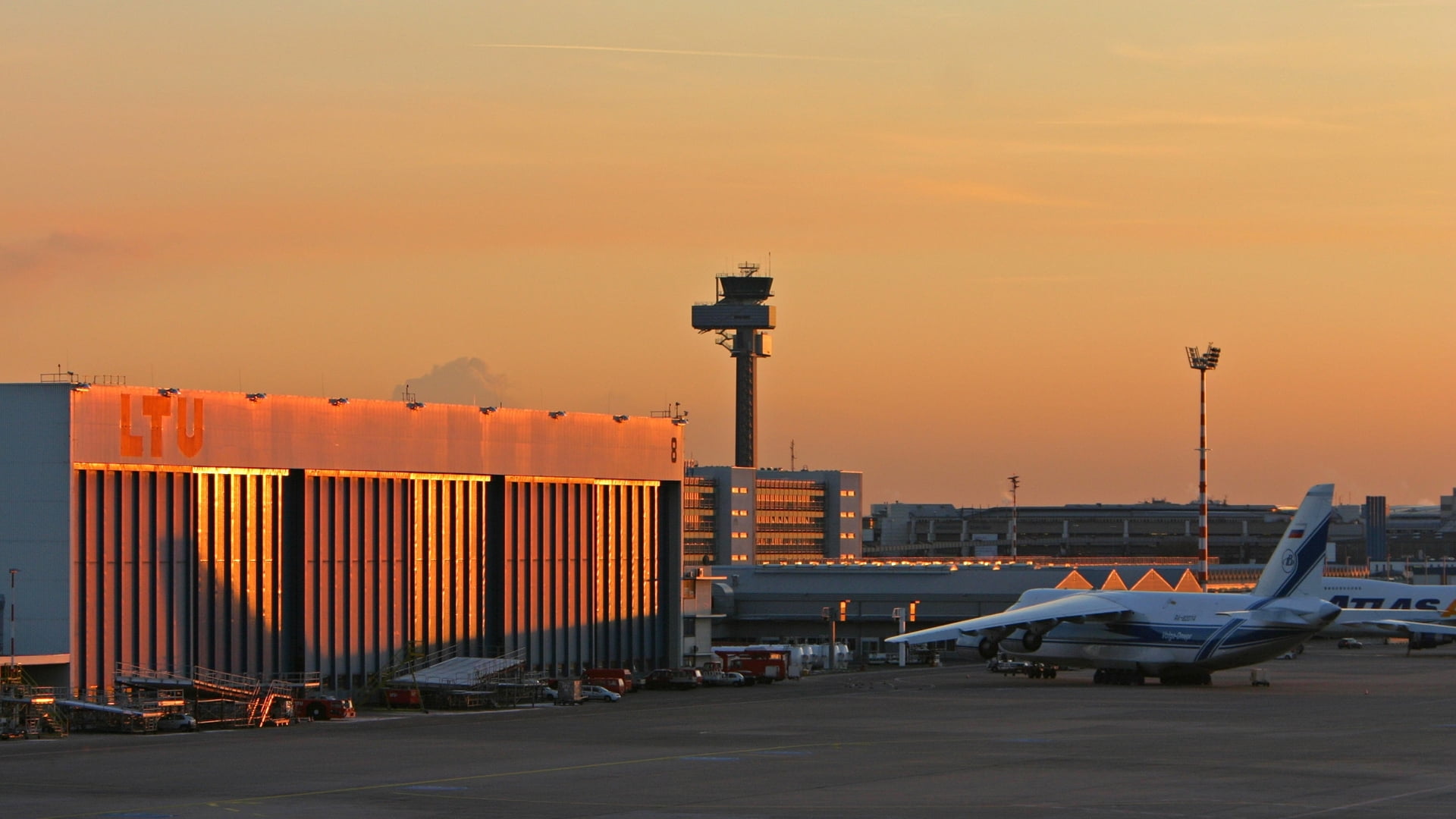 Airport building photo in golden hour
