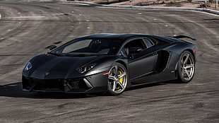 black Lamborghini car, Lamborghini, Lamborghini Aventador, supercars, car HD wallpaper
