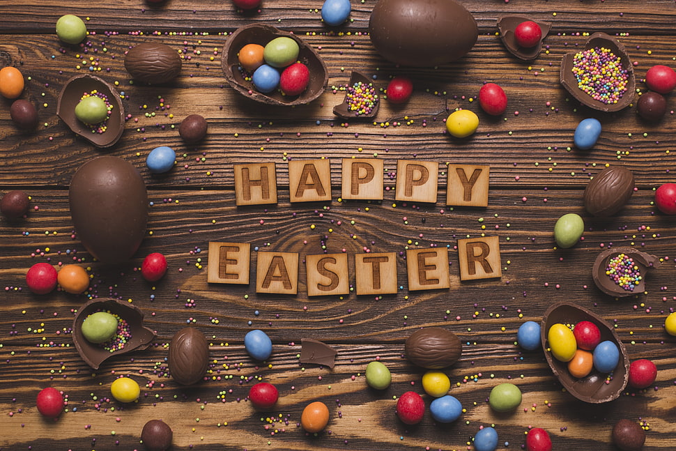 brown happy easter decor HD wallpaper
