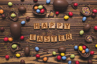 brown happy easter decor