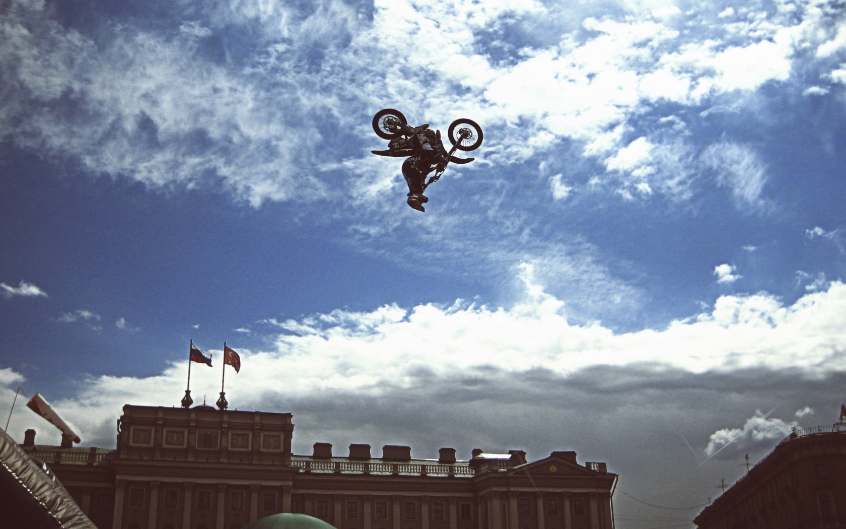 upside down photo of motocross dirt bike